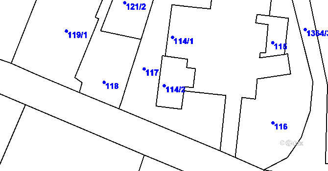 Parcela st. 114/2 v KÚ Slavětín nad Metují, Katastrální mapa