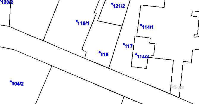 Parcela st. 118 v KÚ Slavětín nad Metují, Katastrální mapa