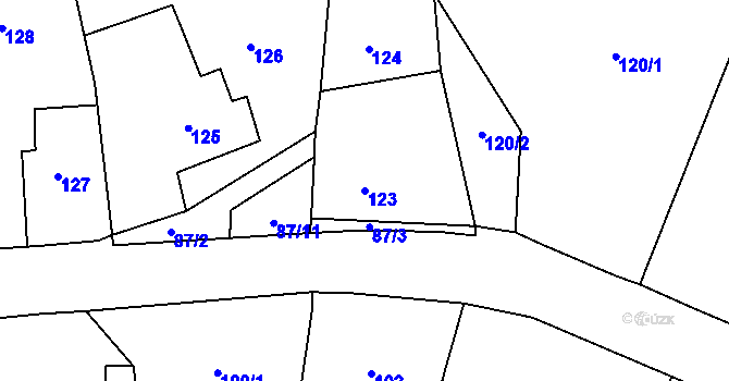 Parcela st. 123 v KÚ Slavětín nad Metují, Katastrální mapa
