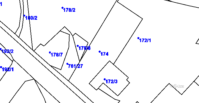 Parcela st. 174 v KÚ Slavětín nad Metují, Katastrální mapa