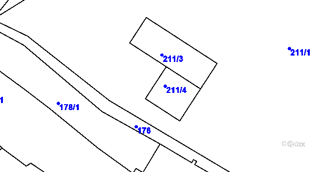Parcela st. 211/4 v KÚ Slavětín nad Metují, Katastrální mapa