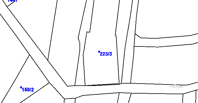 Parcela st. 223/3 v KÚ Slavětín nad Metují, Katastrální mapa