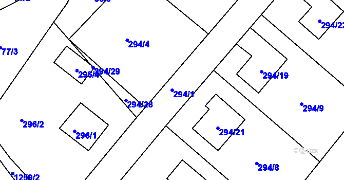 Parcela st. 294/1 v KÚ Slavětín nad Metují, Katastrální mapa