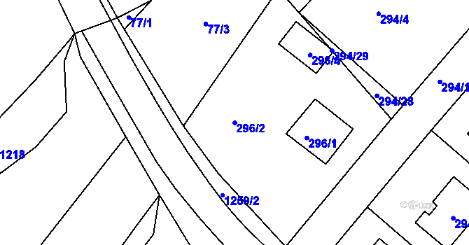Parcela st. 296/2 v KÚ Slavětín nad Metují, Katastrální mapa
