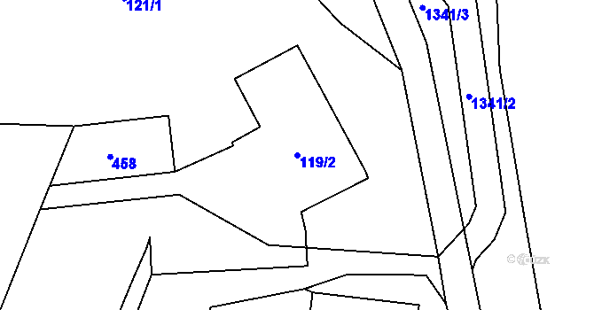 Parcela st. 119/2 v KÚ Slavětín nad Metují, Katastrální mapa