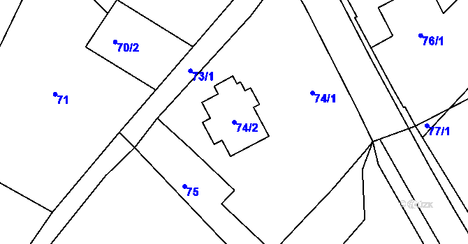 Parcela st. 74/2 v KÚ Slavětín nad Metují, Katastrální mapa