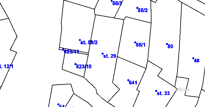 Parcela st. 29 v KÚ Slavice, Katastrální mapa