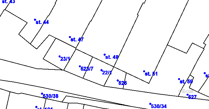 Parcela st. 48 v KÚ Slavice, Katastrální mapa