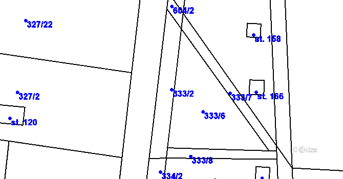 Parcela st. 333/2 v KÚ Slavice, Katastrální mapa