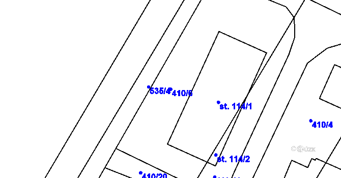 Parcela st. 410/6 v KÚ Slavice, Katastrální mapa