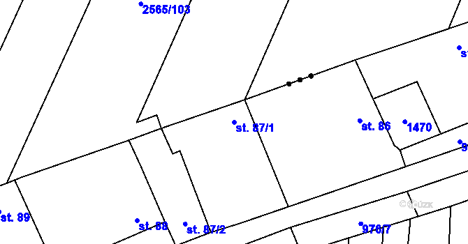 Parcela st. 87/1 v KÚ Slavíč, Katastrální mapa