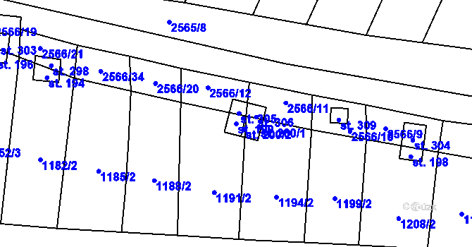 Parcela st. 199 v KÚ Slavíč, Katastrální mapa