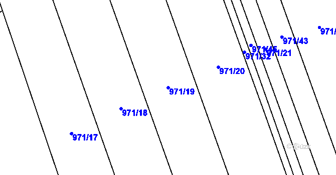 Parcela st. 971/19 v KÚ Slavíč, Katastrální mapa