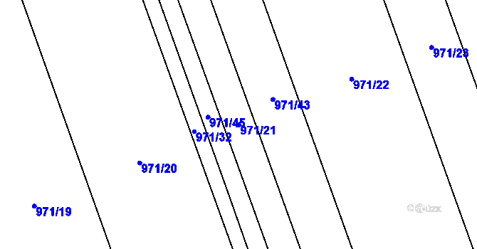 Parcela st. 971/21 v KÚ Slavíč, Katastrální mapa