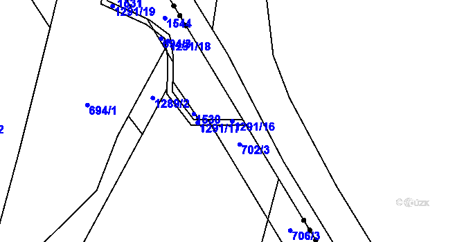 Parcela st. 1291/16 v KÚ Slavíč, Katastrální mapa
