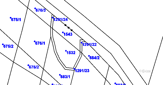 Parcela st. 1291/22 v KÚ Slavíč, Katastrální mapa
