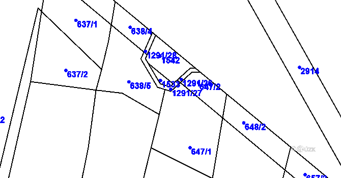 Parcela st. 1291/27 v KÚ Slavíč, Katastrální mapa