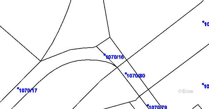 Parcela st. 1070/16 v KÚ Divnice, Katastrální mapa