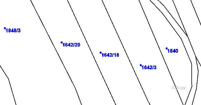 Parcela st. 1642/18 v KÚ Divnice, Katastrální mapa