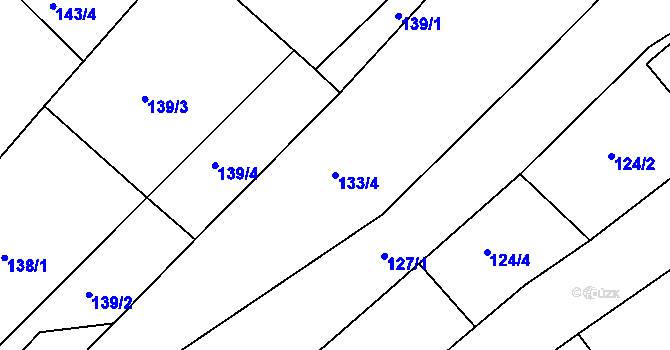 Parcela st. 133/4 v KÚ Divnice, Katastrální mapa