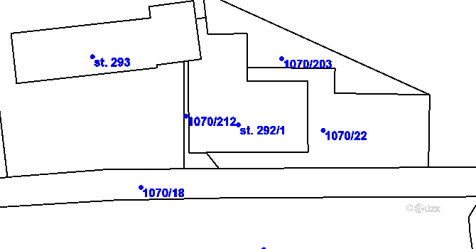Parcela st. 292/1 v KÚ Divnice, Katastrální mapa