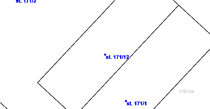 Parcela st. 171/12 v KÚ Divnice, Katastrální mapa