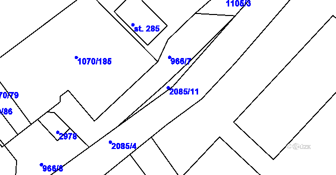 Parcela st. 2085/11 v KÚ Divnice, Katastrální mapa
