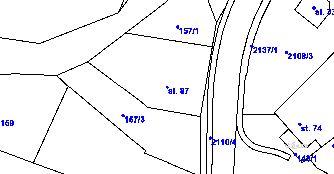 Parcela st. 87 v KÚ Divnice, Katastrální mapa