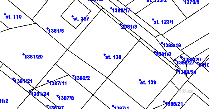 Parcela st. 138 v KÚ Divnice, Katastrální mapa
