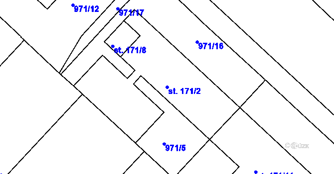 Parcela st. 171/2 v KÚ Divnice, Katastrální mapa