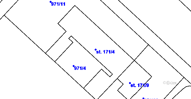 Parcela st. 171/4 v KÚ Divnice, Katastrální mapa