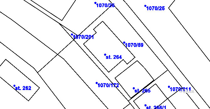 Parcela st. 264 v KÚ Divnice, Katastrální mapa
