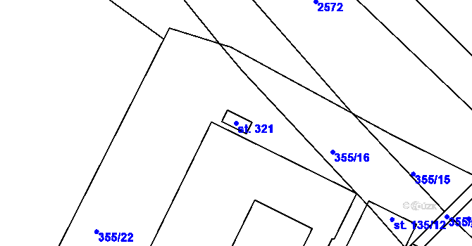 Parcela st. 321 v KÚ Divnice, Katastrální mapa
