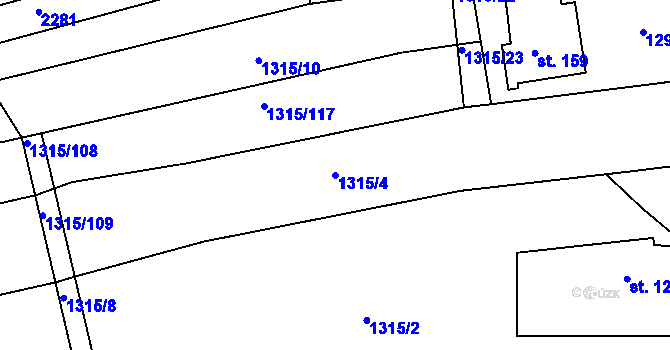 Parcela st. 1315/4 v KÚ Divnice, Katastrální mapa