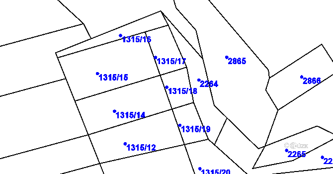 Parcela st. 1315/18 v KÚ Divnice, Katastrální mapa
