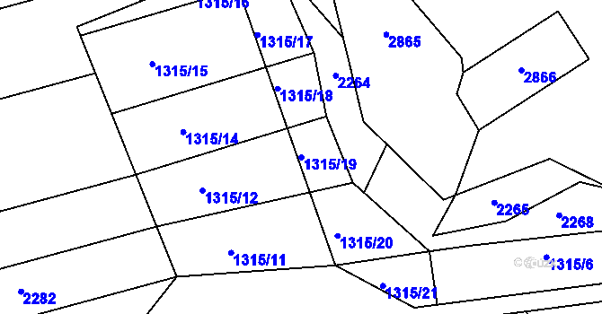 Parcela st. 1315/19 v KÚ Divnice, Katastrální mapa