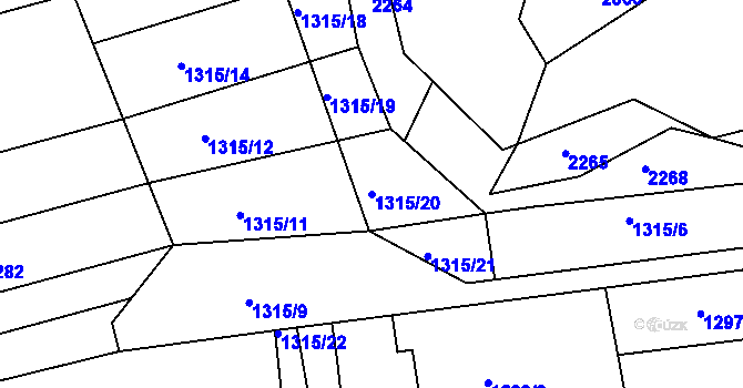Parcela st. 1315/20 v KÚ Divnice, Katastrální mapa