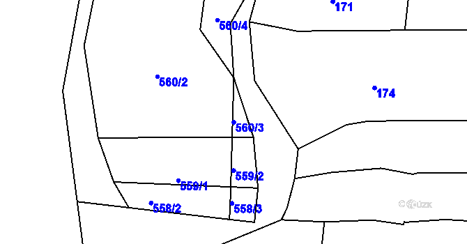 Parcela st. 560/3 v KÚ Divnice, Katastrální mapa