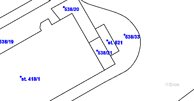 Parcela st. 538/21 v KÚ Hrádek na Vlárské dráze, Katastrální mapa