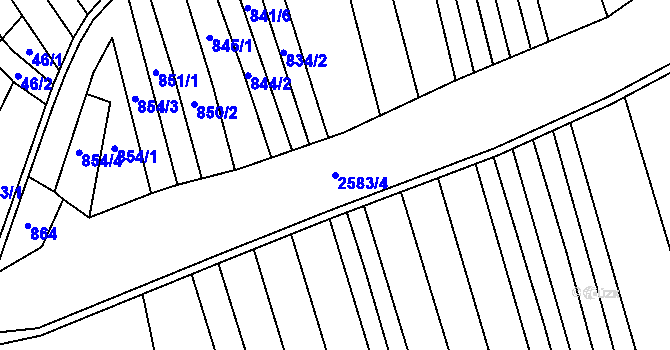 Parcela st. 2583/4 v KÚ Hrádek na Vlárské dráze, Katastrální mapa