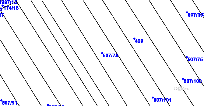 Parcela st. 507/74 v KÚ Hrádek na Vlárské dráze, Katastrální mapa