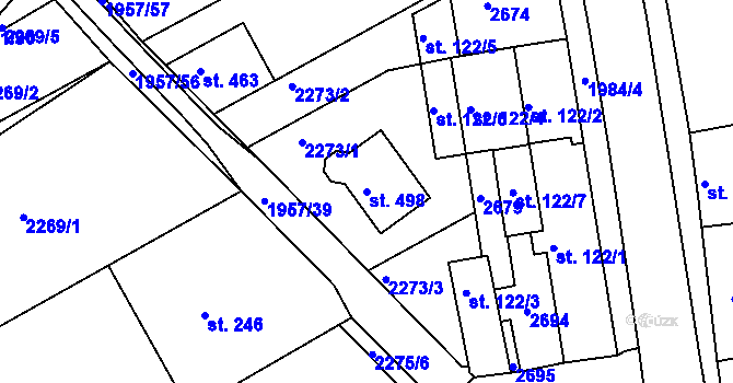 Parcela st. 498 v KÚ Hrádek na Vlárské dráze, Katastrální mapa