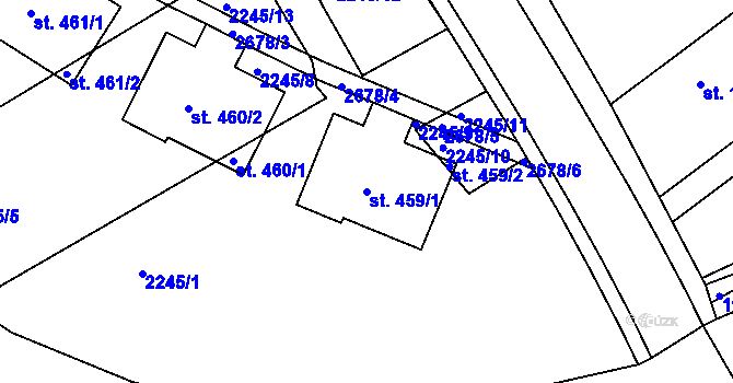 Parcela st. 459/1 v KÚ Hrádek na Vlárské dráze, Katastrální mapa