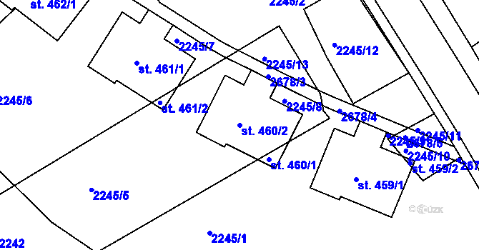 Parcela st. 460/2 v KÚ Hrádek na Vlárské dráze, Katastrální mapa