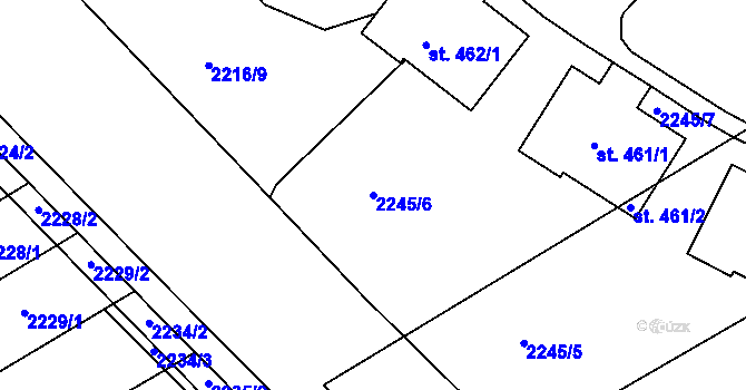 Parcela st. 2245/6 v KÚ Hrádek na Vlárské dráze, Katastrální mapa