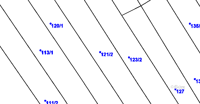 Parcela st. 121/2 v KÚ Hrádek na Vlárské dráze, Katastrální mapa