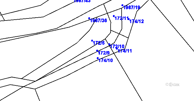 Parcela st. 172/9 v KÚ Hrádek na Vlárské dráze, Katastrální mapa