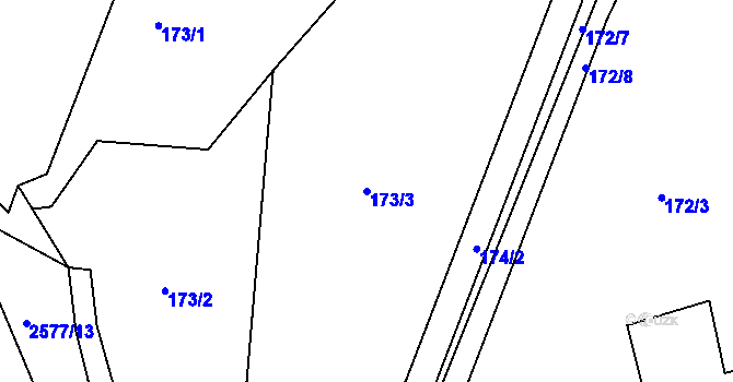 Parcela st. 173/3 v KÚ Hrádek na Vlárské dráze, Katastrální mapa
