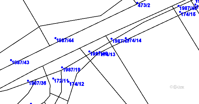 Parcela st. 174/13 v KÚ Hrádek na Vlárské dráze, Katastrální mapa