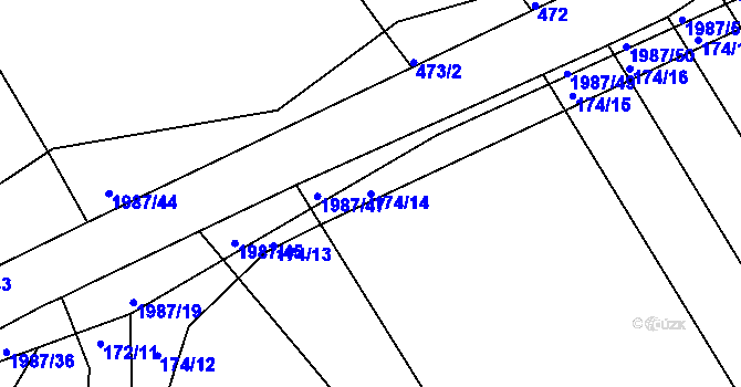 Parcela st. 174/14 v KÚ Hrádek na Vlárské dráze, Katastrální mapa